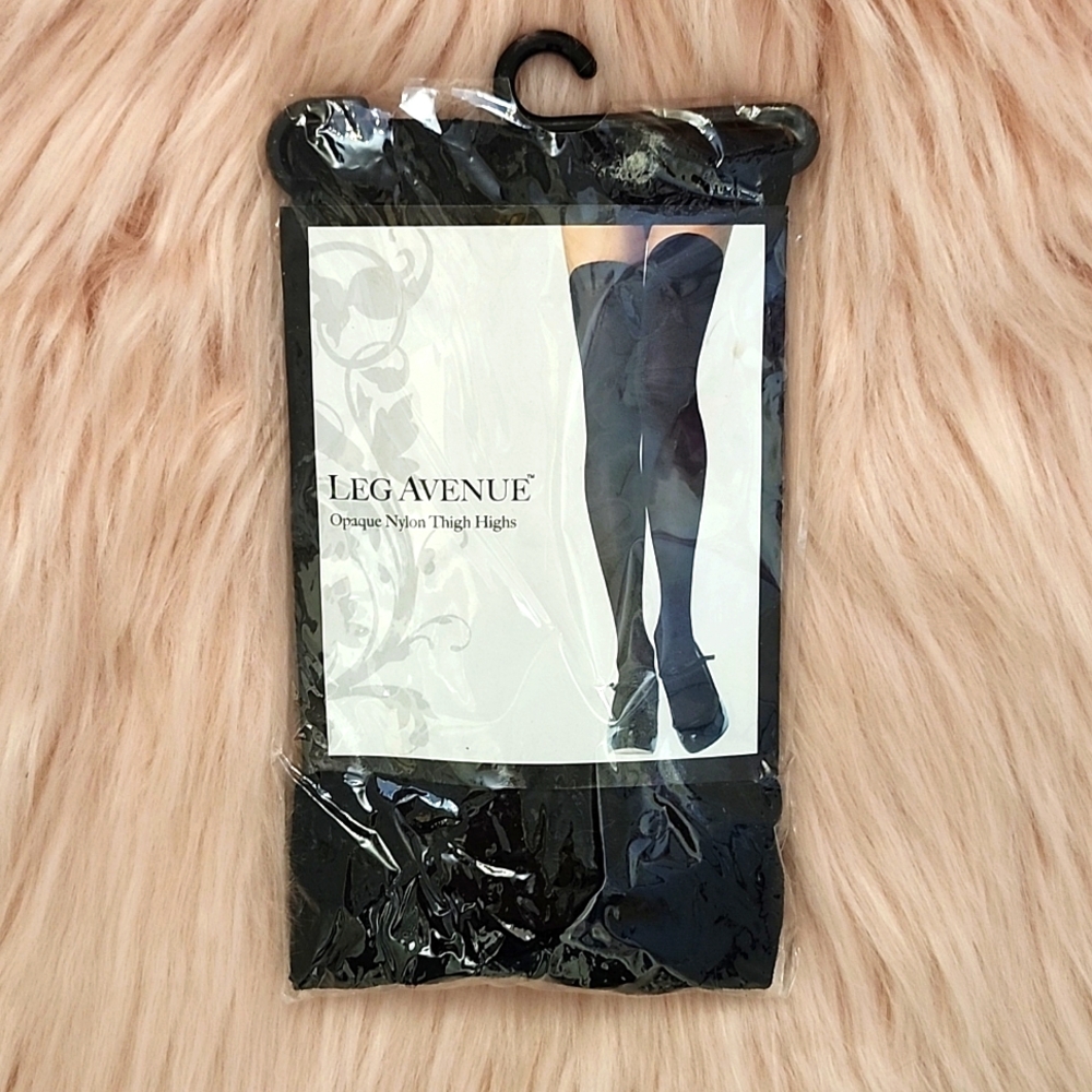 Brand New LEG AVENUE OPAQUE NYLON THIGH-HI Stockings-O/S